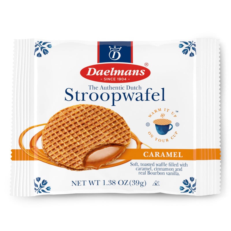Daelmans Stroopwafel Caramel - The Original Stroopwafels, Toasted Dutch Waffle Cookies w/a Creamy & Buttery Filling, Made In Holland, Individually Wrapped - Caramel Cookie Waffles, 24 Count - Image 2